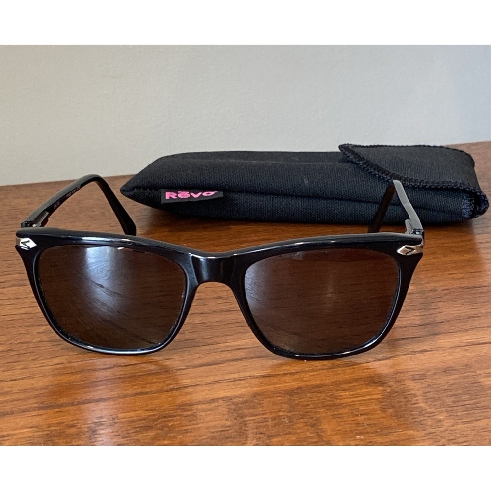 Vtg Original 1980s REVO 1204 Monterey Sunglasses Black Frame Grey Glass NASA LMS